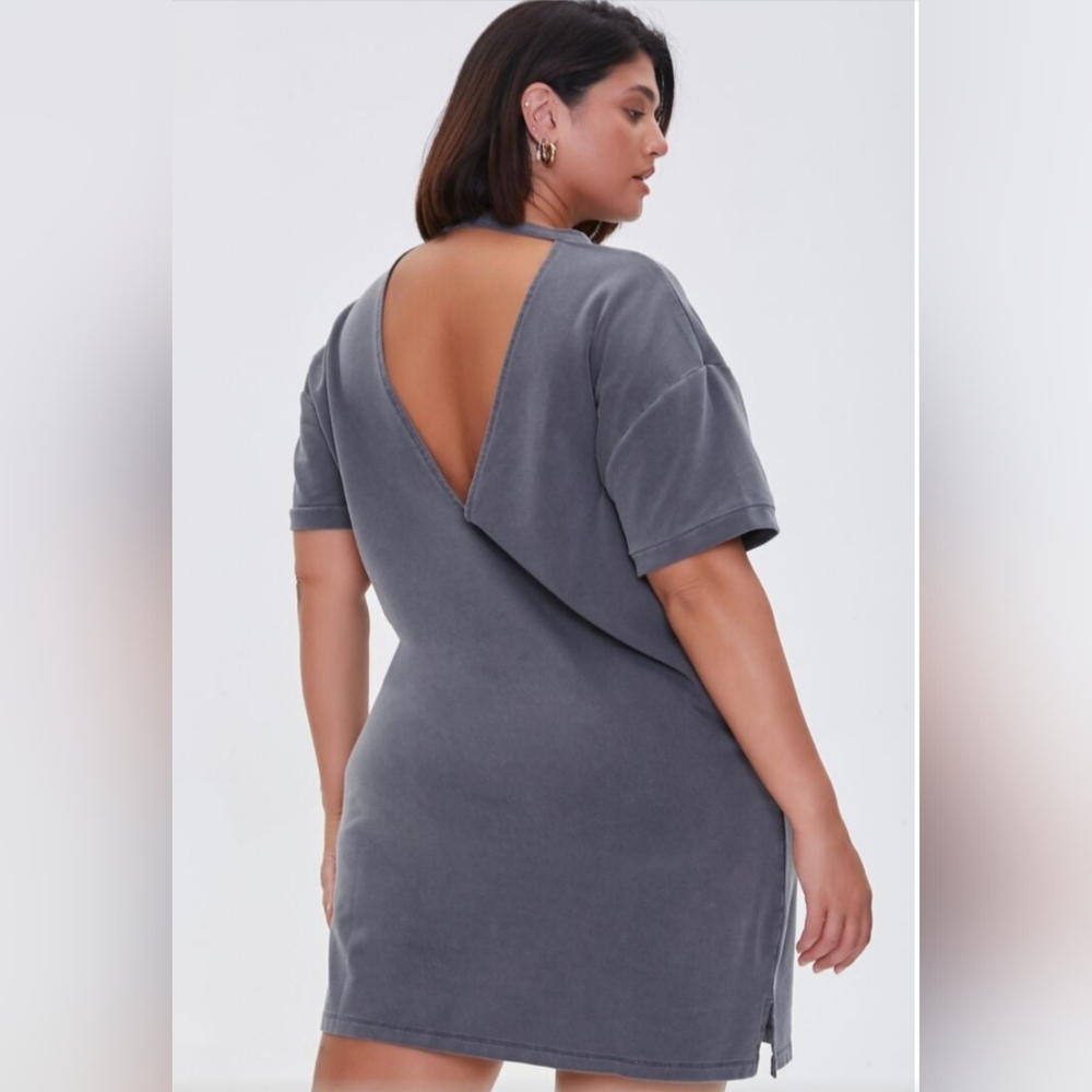 Forever 21 Plud distressed navy deep v back dress sz 3x nwt